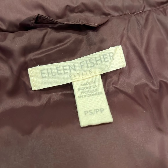 Eileen Fisher Eggshell Recycled Nylon Funnel Neck Coat - Petite Small - Cassis - Picture 11 of 15